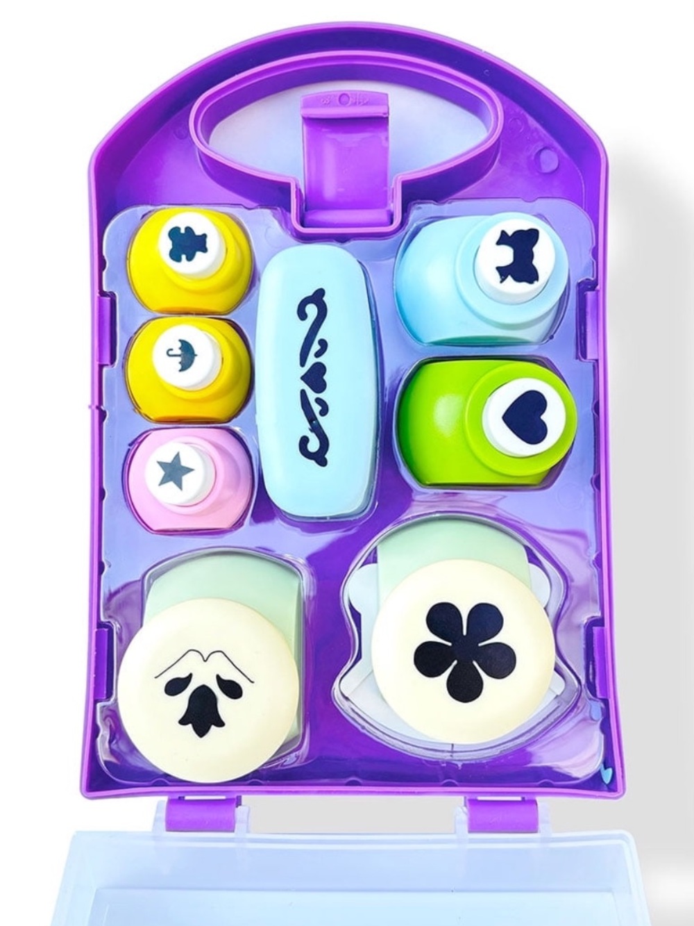 Craft Paper Punch Set 8 Piece with Purple Carrying Case